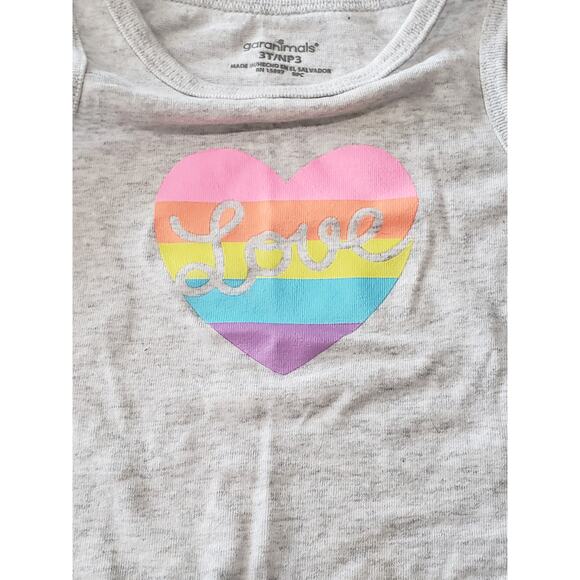 Garanimals Gray Love Rainbow Short Sleeved Tank Top - Size 3T - Picture 5 of 5